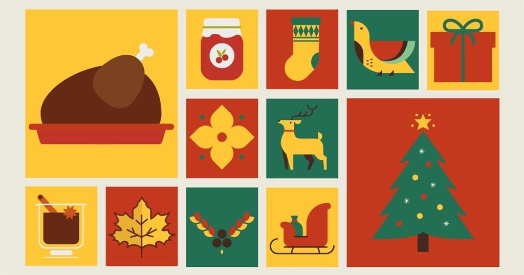 Blog graphic with Thanksgiving and Christmas illustrations by Sales & Marketing Technologies