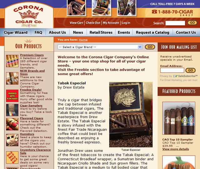 Corona Cigar Website SMT