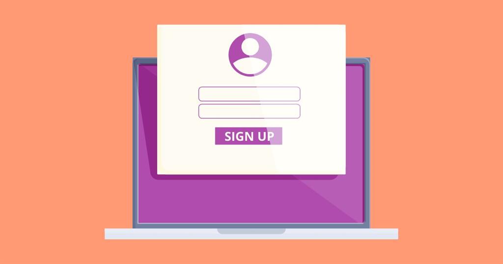 sign-up form on laptop