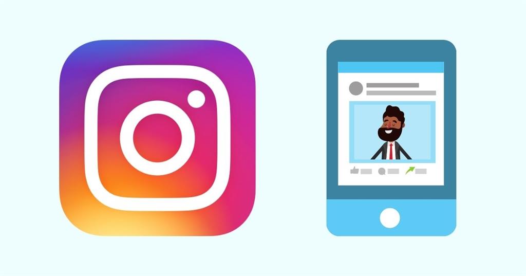 Graphic with Instagram logo and the app on a smartphone, created by Sales & Marketing Technologies