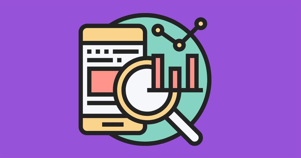 mobile device with graph and magnifying glass